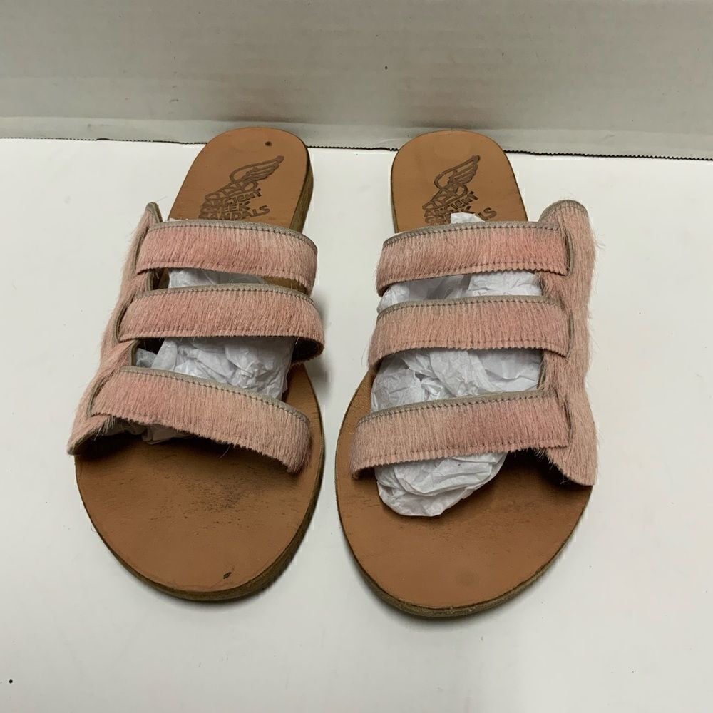 Ancient Greek Sandals Made In Greece Pink Calf Hair Size 40